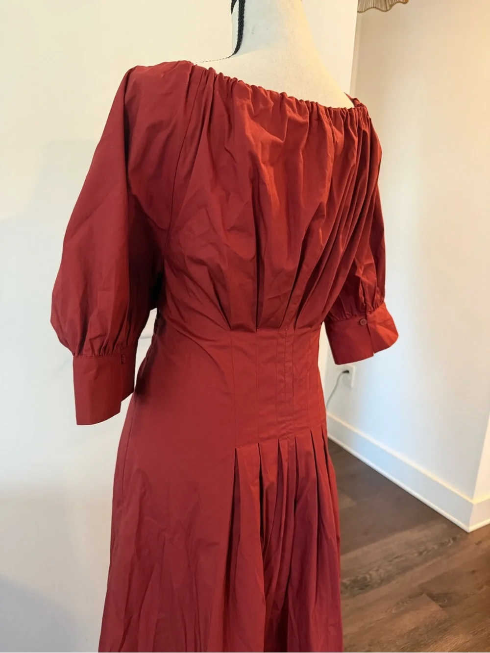 J. Crew Red 3/4 Sleeve Cotton Maxi Dress
